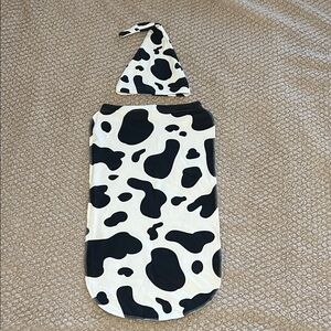 Cow Print Baby Swaddle and Hat Set